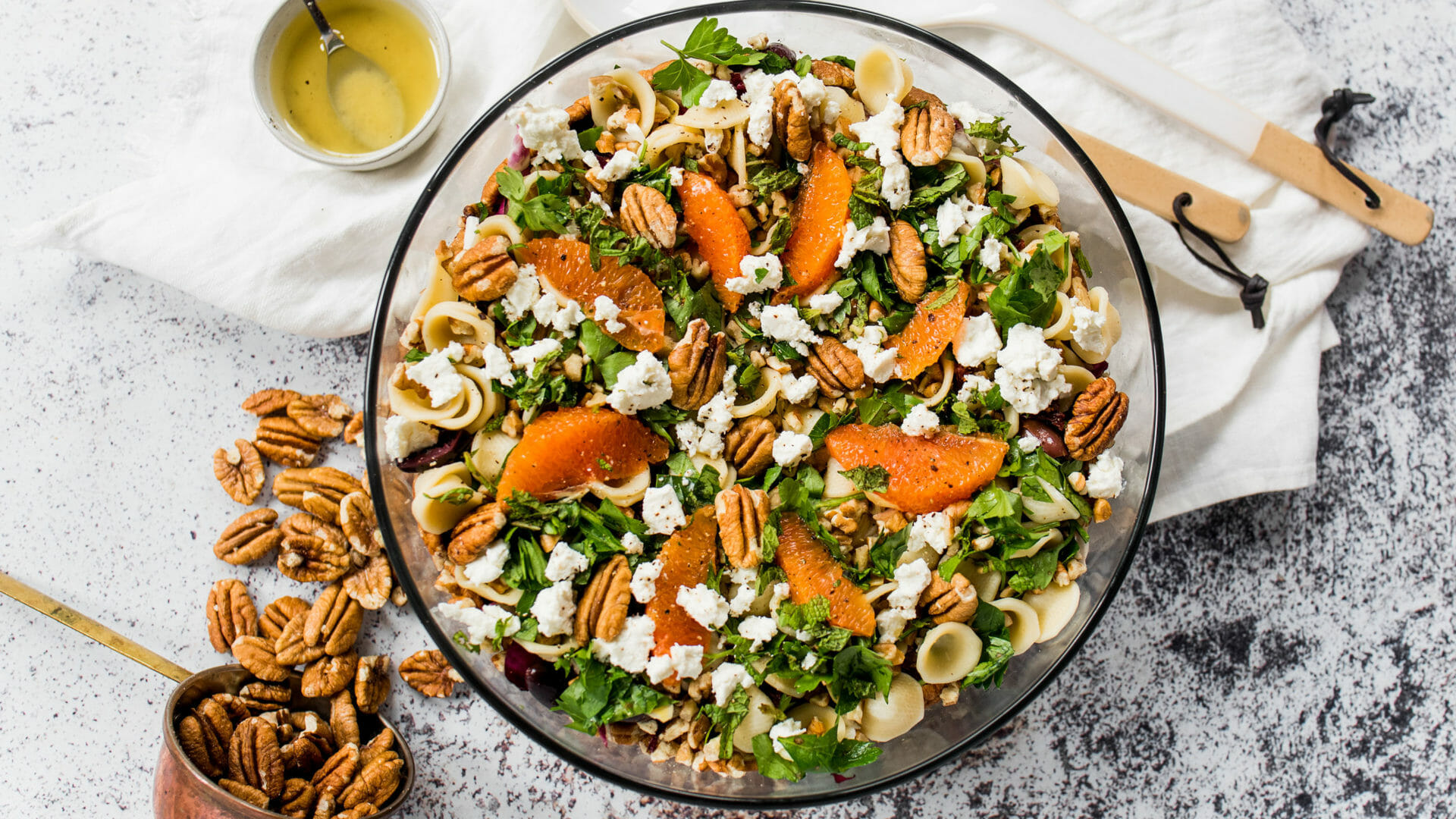 Mediterranean Pecan Pasta Salad