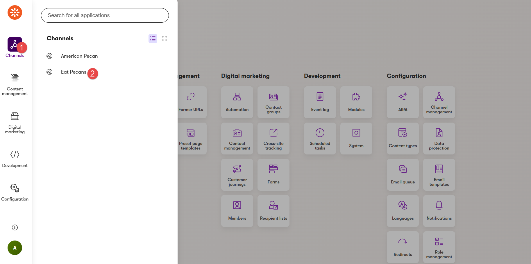 Website Channel Navigation
