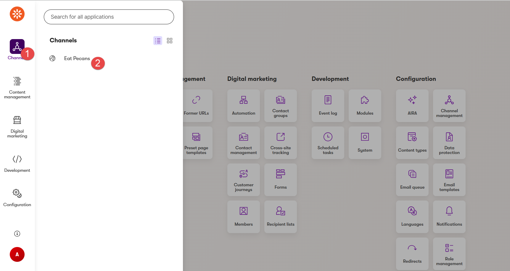 Website Channel Navigation