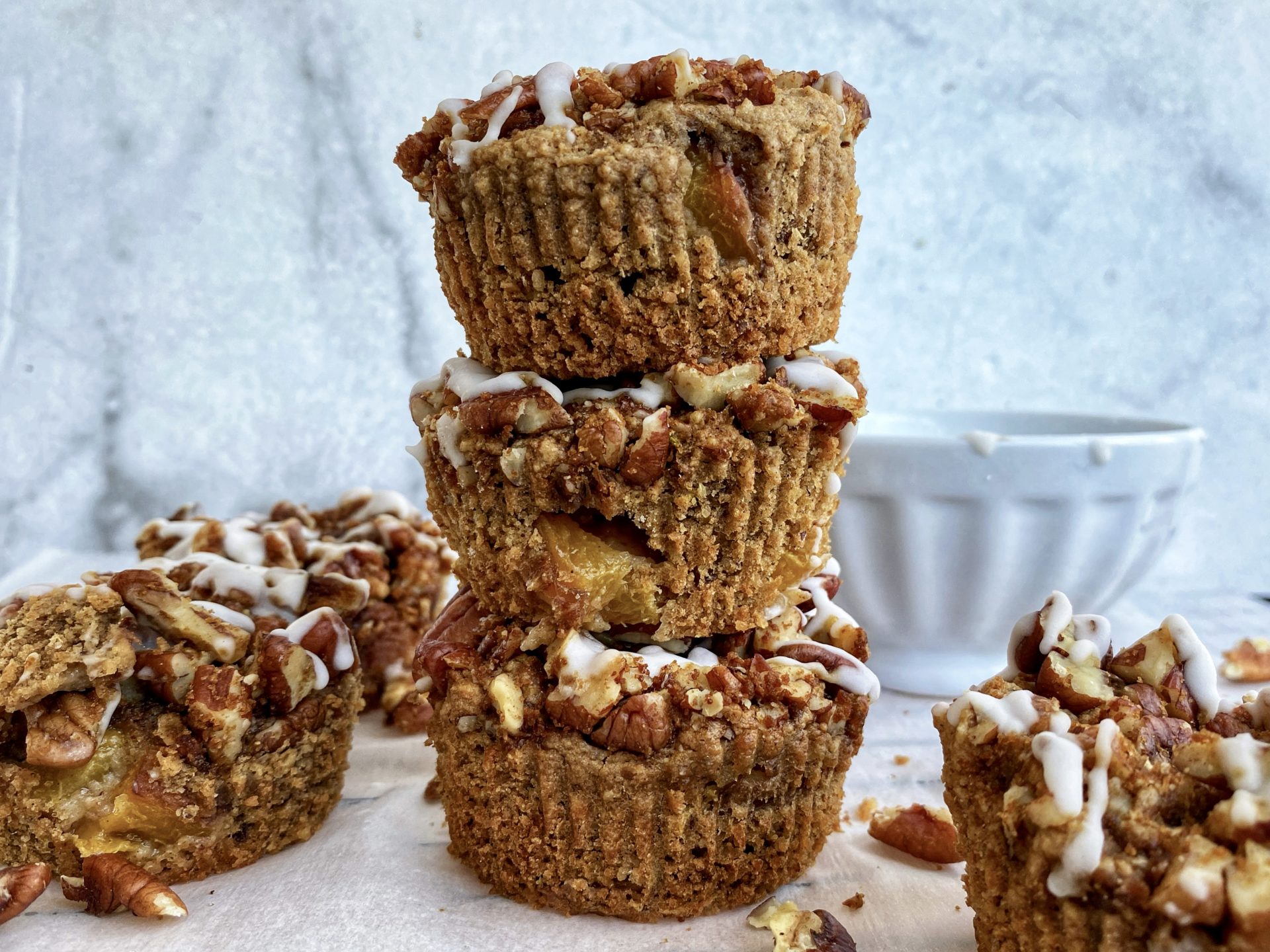 Peach Pecan Crumble Muffins