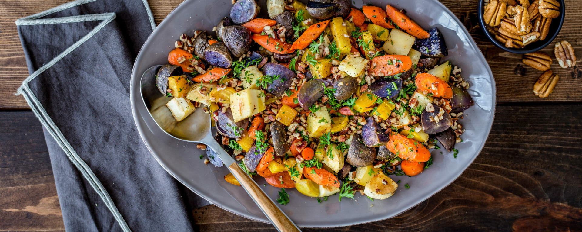 Roasted Root Vegetables with Pecans