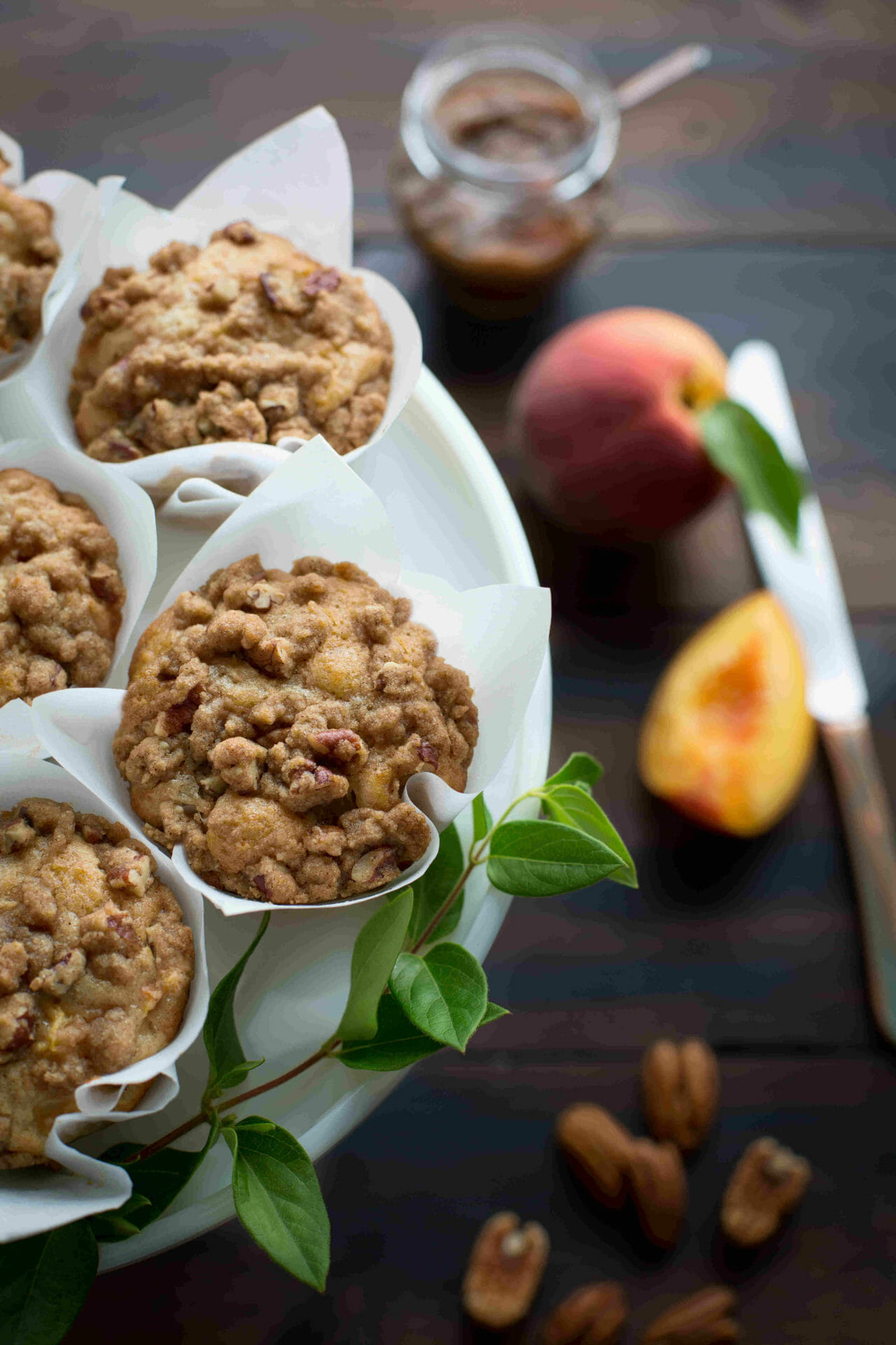 Pecan and Peach Yogurt Muffins