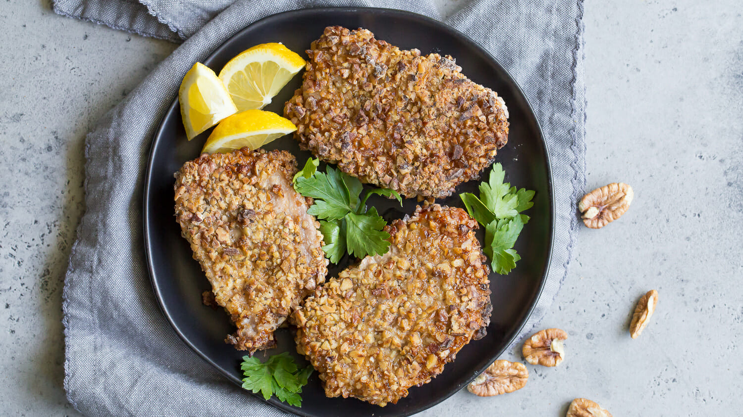 Pecan Crusted Air Fryer Pork Chops