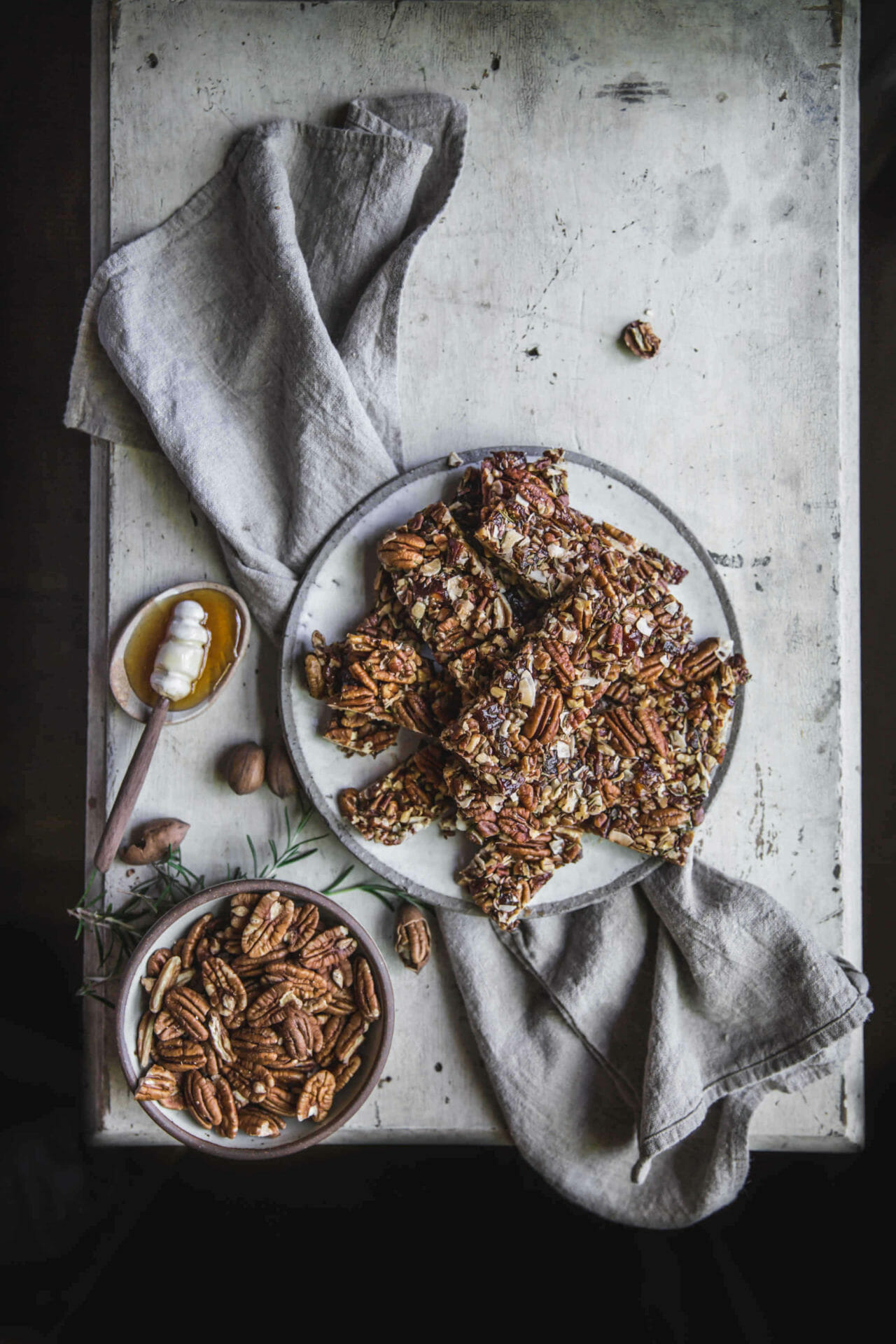 Savory Pecan and Rosemary Granola Bars