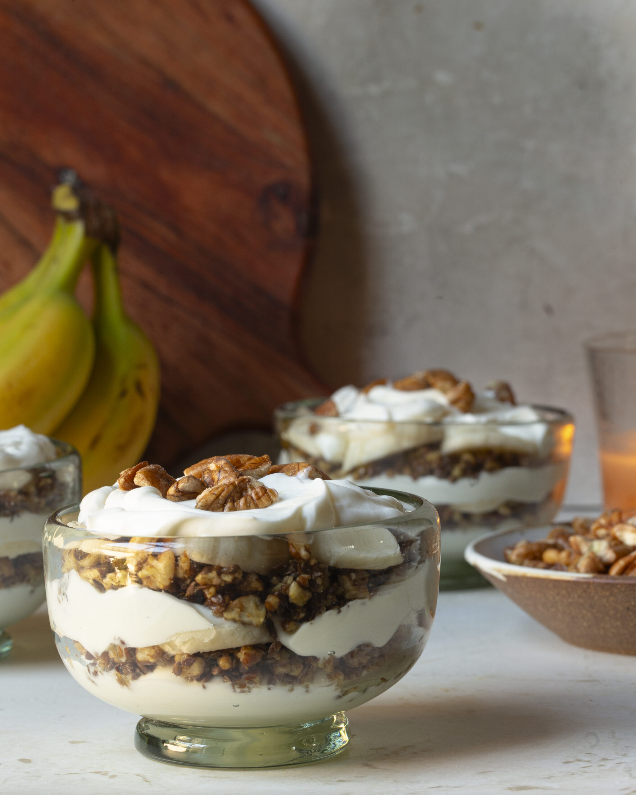 Pecan "Crumble" and Banana Yogurt Cups