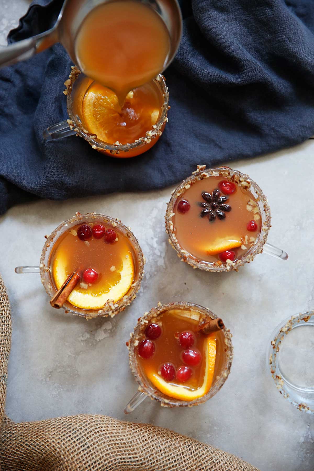 Slow Cooker Mulled Cider with Pecan Rim