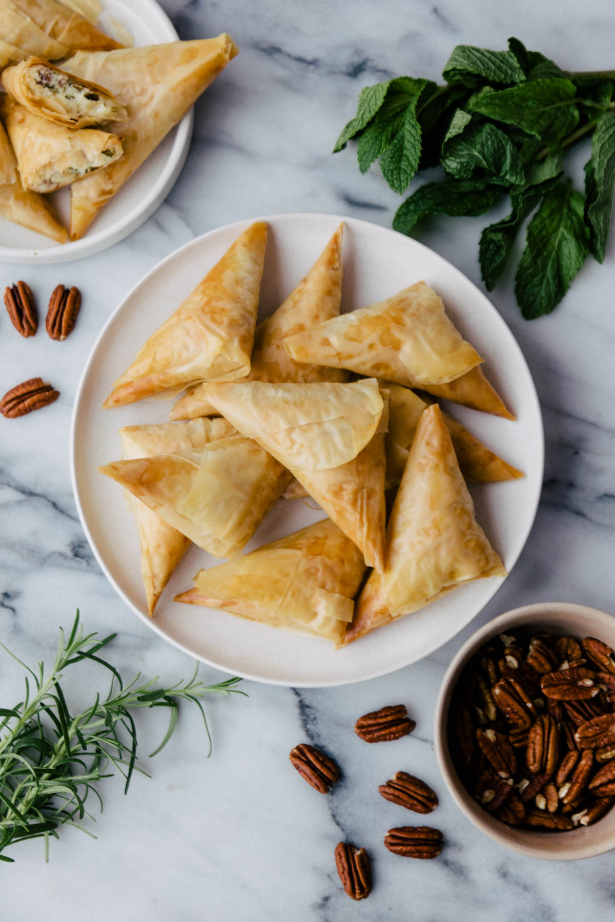 Pecan & Feta Phyllo Triangles with Fresh Herbs