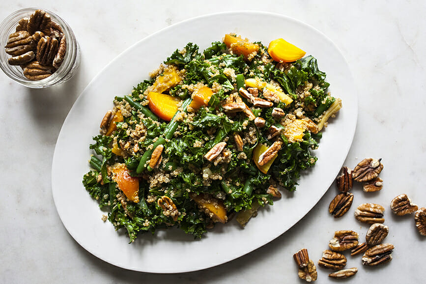 Toasted Pecan, Quinoa and Maple Mustard Kale Salad