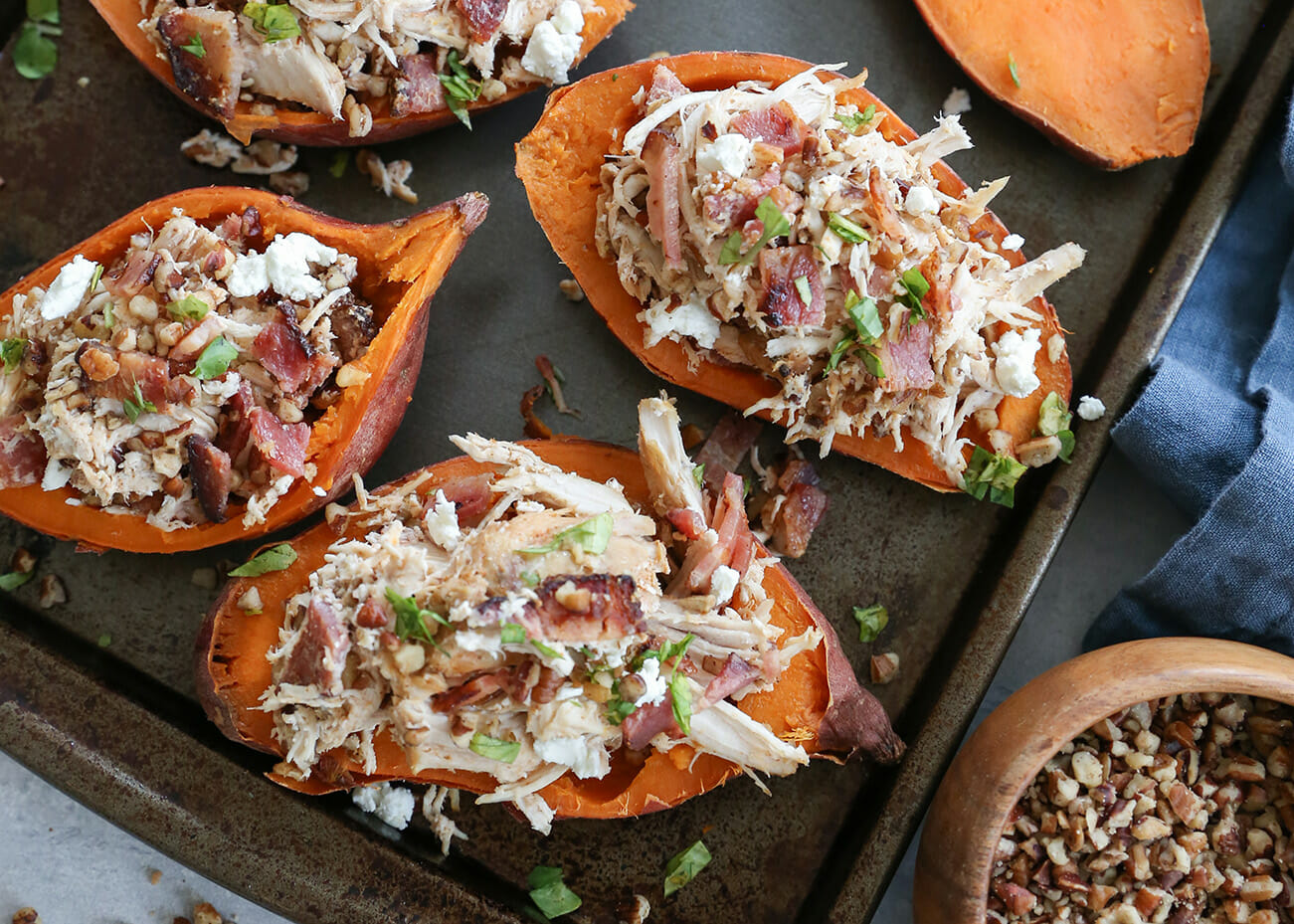 Loaded Sweet Potato Skins with Pecans | American Pecan Promotion Board