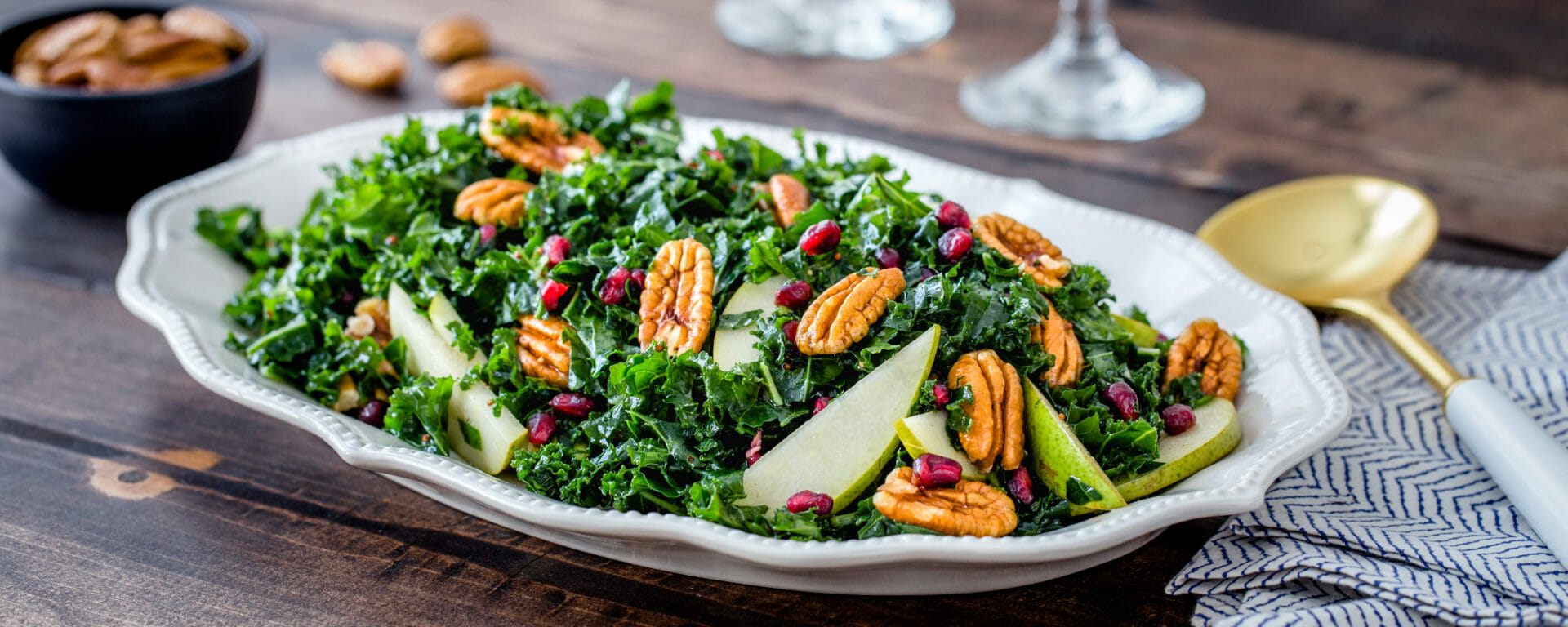 Pecan, Pear, Pomegranate Kale Salad | American Pecan Promotion Board