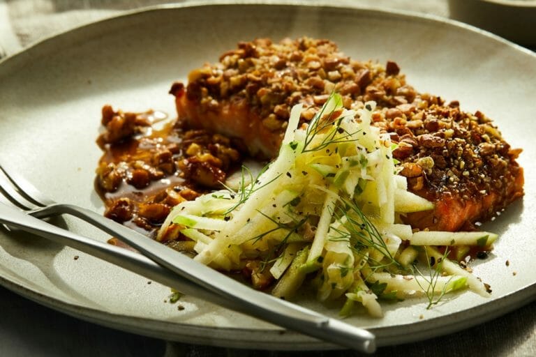 Pecan Crusted Salmon with Apple Slaw | American Pecan Promotion Board
