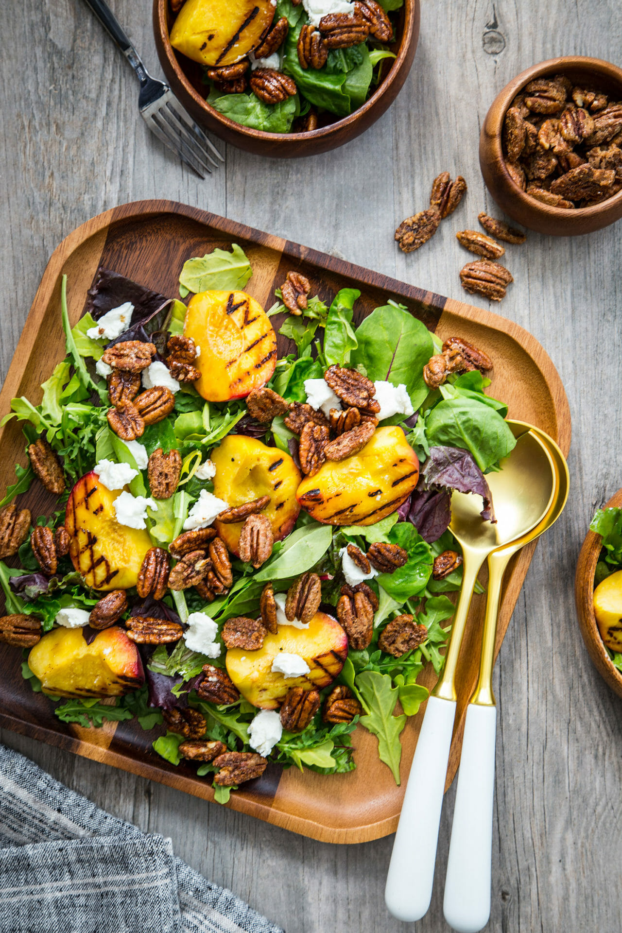 Spiced Pecan Grilled Peach Salad with Goat Cheese | American Pecan Promotion Board