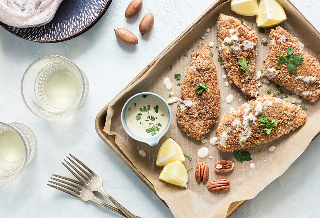 Pecan-Crusted Fish with Dijon Cream Sauce | American Pecan Promotion Board